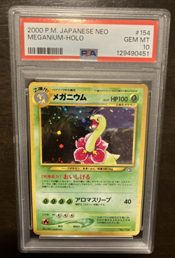 2000 P.M. Pokemon Japanese NEO Meganium #154 HOLO - GEM MINT PSA 10 - Image 1