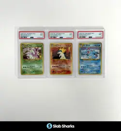 2000 POKEMON JAPANESE NEO PREMIUM HOLO MEGANIUM TYPHLOSION FERALIGATR PSA 10 - Image 1