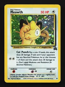 Meowth 10 Wizards Black Star Promos HP Pokemon Card TCG - Image 1