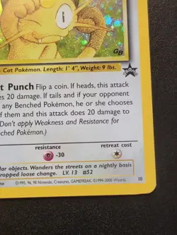 Pokemon TCG Meowth Black Star Promos Holo Card Wizards Black Star Promos 10 - Image 5