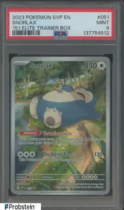 2023 Pokemon SVP EN 151 Elite Trainer Box #051 Snorlax PSA 9 MINT - Image 1