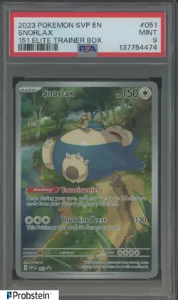 2023 Pokemon SVP EN 151 Elite Trainer Box #051 Snorlax PSA 9 MINT - Image 1