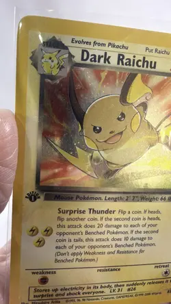 Dark Raichu 1st Edition Holo 83/82 Team Rocket Pokemon Card 2000 Wizards WOTC - Image 3