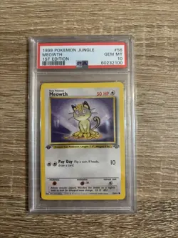 1999 Pokemon Jungle Meowth 1st Edition #56 Psa10 - Image 1