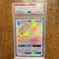 Pokemon Umbreon GX Secret Rare 154/149 SM Base Set 2017 PSA 7 Holo Full Art - Image 1