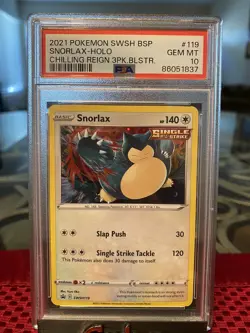2021 POKEMON SWSH BLACK STAR PROMO 119 SNORLAX HOLO PSA 10 Chilling Reign - Image 1