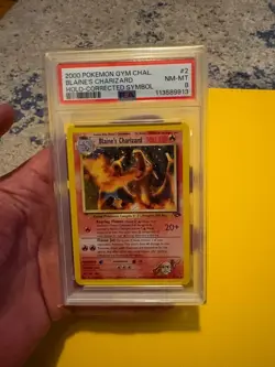 2000 POKEMON GYM CHALLENGE HOLO-CORRECTED SYMBOL #2 BLAINE'S CHARIZARD PSA 8 - Image 2
