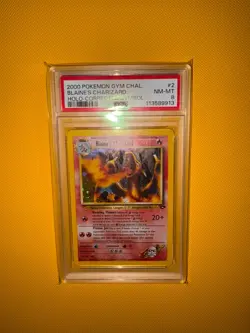 2000 POKEMON GYM CHALLENGE HOLO-CORRECTED SYMBOL #2 BLAINE'S CHARIZARD PSA 8 - Image 4