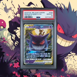 2018 POKEMON JPN SUN & MOON TAG BOLT #038 GENGAR & MIMIKYU GX PSA 10 - Image 1