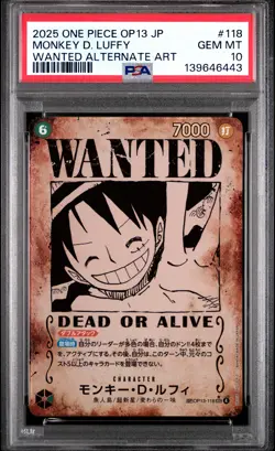 2025 ONE PIECE JPN OP13-CARRYING ON HIS WILL #118 MONKEY D. LUFFY PSA 10 - Image 1