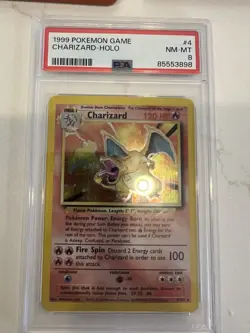 Pokemon TCG Charizard Base Set Holo Rare Card 4/102 PSA 8. Slab Case Included - Image 1