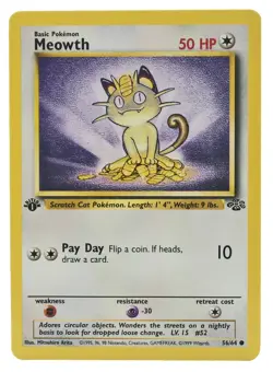 Meowth 56/64 Jungle 1st Edition WOTC Non Holo NM+ With Tracking 9a - Image 1