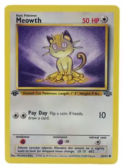 Meowth 56/64 Jungle 1st Edition WOTC Non Holo NM With eBay Tracking 4a - Image 3