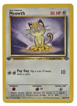 Meowth 56/64 Jungle 1st Edition WOTC Non Holo NM With Tracking 2a - Image 3
