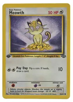 Meowth 56/64 Jungle 1st Edition WOTC Non Holo NM With Tracking 5a - Image 3