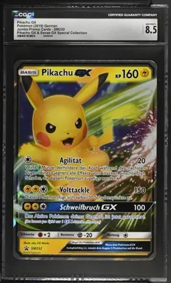 Pikachu GX SM232 2019 Jumbo Promo Cards Pikachu Eevee GX Pokemon CGC 8.5 - Image 1