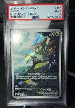 Pokemon TCG Axew Black Bolt Illustration Rare Card 145/086 PSA 9 - Image 1