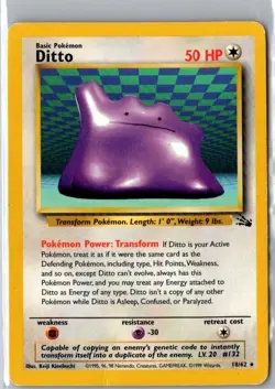 Pokemon Vintage Ditto Card Non Holo Rare 18/62 Fossil 1999 WOTC - Image 1