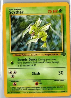 Scyther 26/64 1999 Jungle Set Pokemon Card TCG WOTC Vintage Non Holo Rare - Image 1