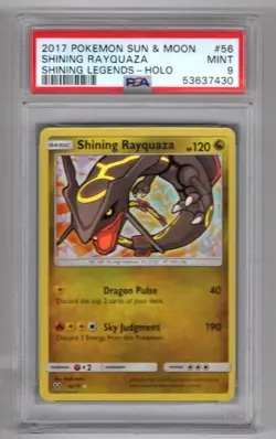 2017 Pokemon TCG Sun & Moon Shining Rayquaza Shining Legends Holo #56 PSA 9 - Image 1