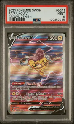 2023 Pokemon TCG Raikou v GG41/GG70 SWSH Crown Zenith PSA 9 - Image 1