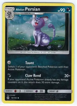 Pokemon Alolan Persian 79/149 - COSMOS HOLO - Sun & Moon Blister PROMO - LP - Image 1