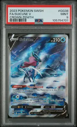 2023 POKEMON SWORD & SHIELD CROWN ZENITH #GG38 FULL ART/SUICUNE V PSA 9 - Image 1