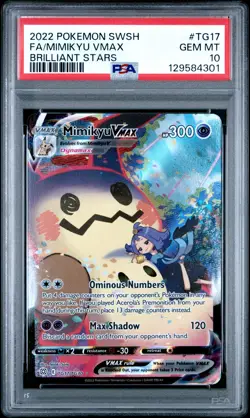 2022 POKEMON SWORD & SHIELD BRILLIANT STARS #TG17 FULL ART/MIMIKYU VMAX PSA 10 - Image 1