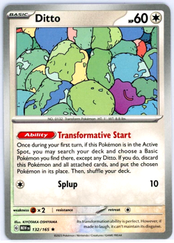 Pokemon TCG Ditto (Non-Holo) 132/165 Sv: Scarlet & Violet 151 Regular Exclusive - Image 1