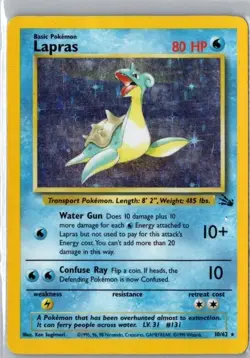1999 Wizards Lapras 10/62 - Fossil Set - Holo Rare - WOTC Pokemon TCG- - Image 1