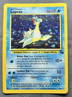 Pokemon TCG Lapras 10/62 Fossil Unlimited Holo Rare - Image 1