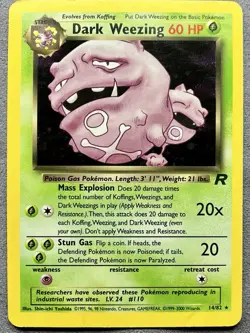 Pokemon TCG Dark Weezing 14/82 Team Rocket Unlimited Holo-Rare MP - Image 1