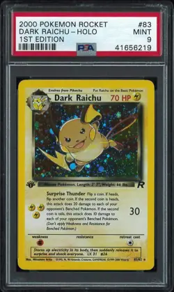 ⚡ PSA 9 MINT - Dark Raichu Holo #83 1st Edition | 2000 Pokemon Team Rocket ⚡ - Image 1