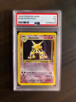 Pokemon TCG Alakazam Base Set 1/102 Holo 1999-2000 Wizards Base Set PSA 5 - Image 1