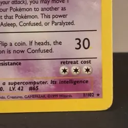 Pokemon TCG Alakazam Base Set 1/102 Holo 1999-2000 Wizards Base Set ships fast - Image 4