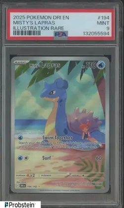 2025 Pokemon Dri En Illustration Rare #194 Misty's Lapras PSA 9 MINT - Image 1