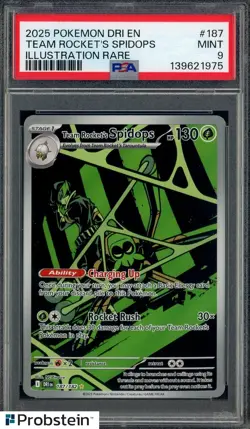 2025 Pokemon Dri En Illustration Rare #187 Team Rocket's Spidops PSA 9 MINT - Image 1