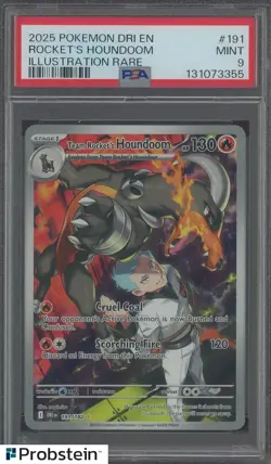 2025 Pokemon Dri En Illustration Rare #191 Rocket's Houndoom PSA 9 MINT - Image 1