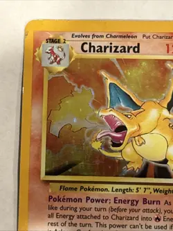 Pokemon TCG Charizard Base Set Holo Unlimited Rare Card 4/102 HP/Damaged - Image 2