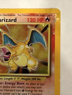 Pokemon TCG Charizard Base Set Holo Unlimited Rare Card 4/102 HP/Damaged - Image 3