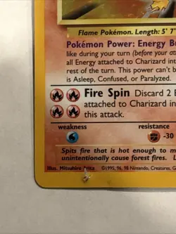Pokemon TCG Charizard Base Set Holo Unlimited Rare Card 4/102 HP/Damaged - Image 5