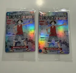 Bandai Namco One Piece Card Game Monkey D. Luffy US Voyage Holo Lot of 2 Cards - Image 3