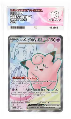 Pokemon TCG Lillies Clefairy EX Card 173/159 Journey Together Ace 10 Gem Mint - Image 1