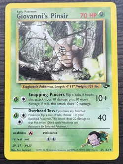 Giovanni's Pinsir 24/132 Pokemon TCG WOTC Gym Challenge Rare LP - Image 1