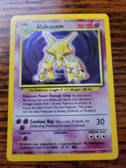 Alakazam 1/102 Holo Rare Unlimited Edition Base Set Pokemon Card 1999 WOTC PL! - Image 1