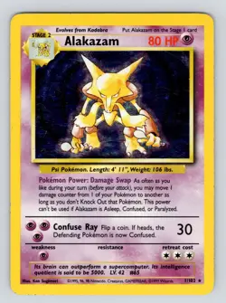 Alakazam 1/102 Holo Rare Unlimited Edition Base Set Pokemon Card 1999 WOTC PL!! - Image 1