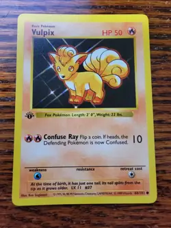 LP - 1st Edition Shadowless Vulpix 68/102 Base Set Rare Vintage Pokemon Card - Image 1