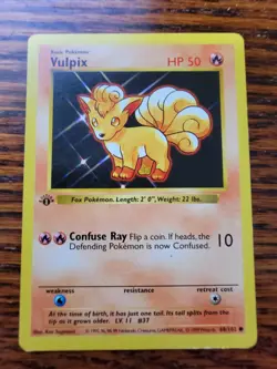 MP - 1st Edition Shadowless Vulpix 68/102 Base Set Rare Vintage Pokemon Card - Image 1