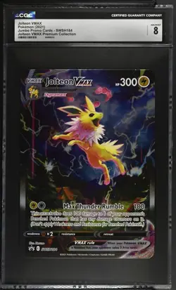 Pokemon English Jolteon VMAX SWSH184 2021 Jumbo Promo Cards Premium CGC 8 - Image 1