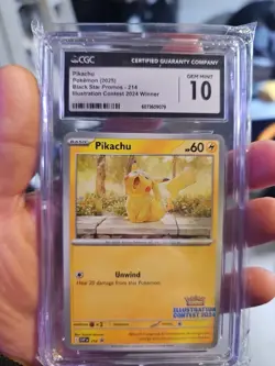 2025 Pokemon TCG Black Star Promo #214 Pikachu Illustration Contest 2024 CGC 10 - Image 5